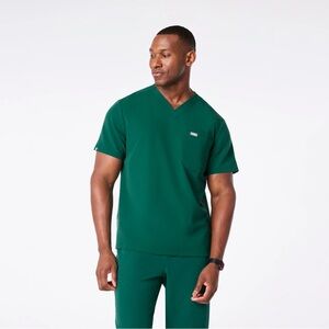 Men's Figs Green V-Neck Scrub Top